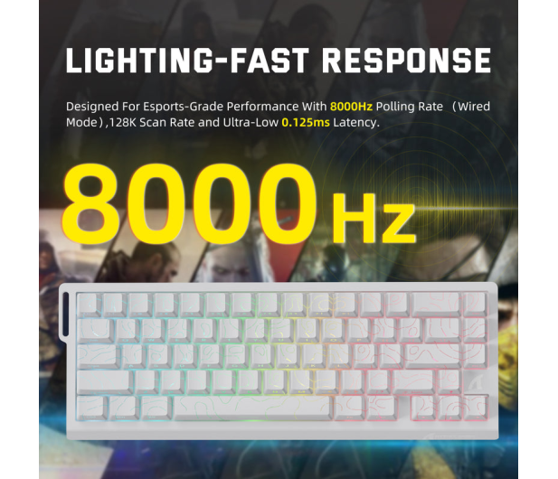 Attack Shark X68PRO HE Wireless Rapid Trigger 8kHz/128kHz Poron biała 6972792470627 - 1349536 - zdjęcie 6
